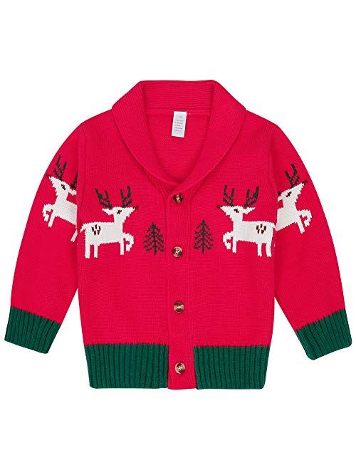 ZOEREA Toddler Unisex Baby Button-up Cotton Coat Deer Christmas Cardigan Sweater