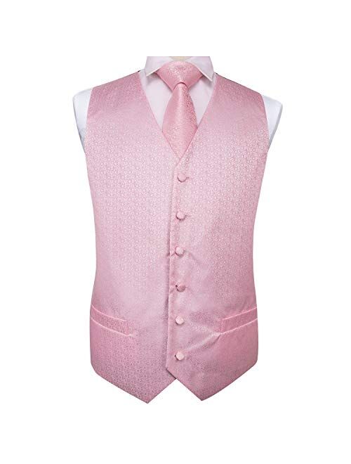 Dubulle Mens Paisley Tie and Vest Set with Pocket Square Cufflinks Waistcoat Suit for Tuxedo