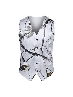 Airtailors Mens British Style Camouflage Wedding Vest Western Slim Fit Waistcoat (Vest+tie)