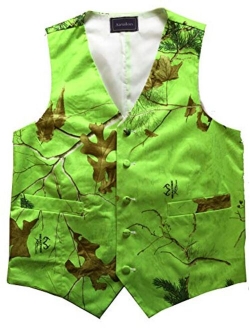 Airtailors Mens British Style Camouflage Wedding Vest Western Slim Fit Waistcoat (Vest+tie)