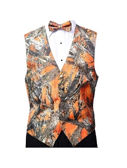 Airtailors Mens British Style Camouflage Wedding Vest Western Slim Fit Waistcoat (Vest+tie)