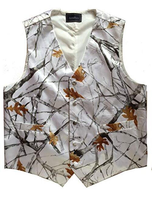 Airtailors Mens British Style Camouflage Wedding Vest Western Slim Fit Waistcoat (Vest+tie)