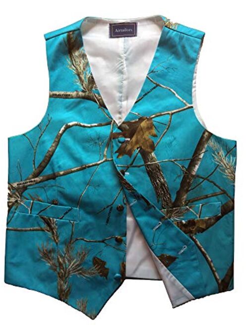 Airtailors Mens British Style Camouflage Wedding Vest Western Slim Fit Waistcoat (Vest+tie)