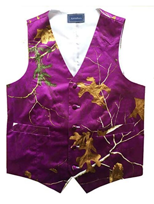 Airtailors Mens British Style Camouflage Wedding Vest Western Slim Fit Waistcoat (Vest+tie)