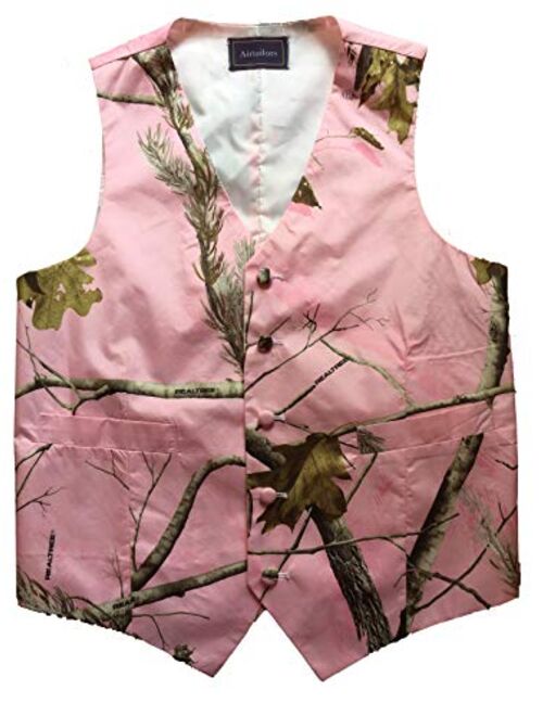 Airtailors Mens British Style Camouflage Wedding Vest Western Slim Fit Waistcoat (Vest+tie)