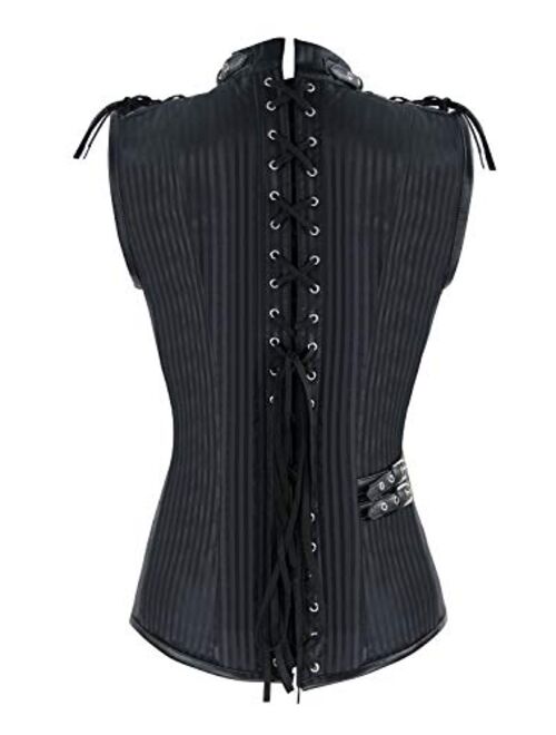 Charmian Men's Spiral Steel Boned Victorian Steampunk Gothic Waistcoat Vest