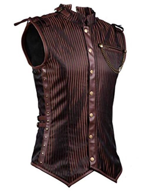 Charmian Men's Spiral Steel Boned Victorian Steampunk Gothic Waistcoat Vest