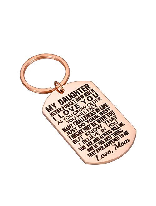 Daughter Gift from Mom Inspirational Keychain for Teen Girl Women from Stepmom