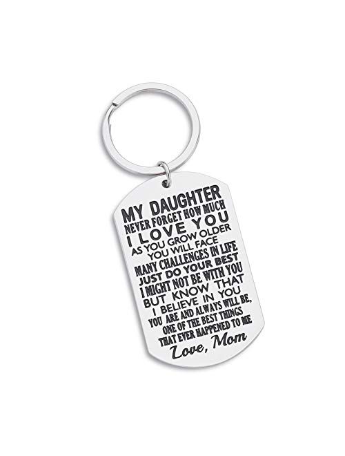 Daughter Gift from Mom Inspirational Keychain for Teen Girl Women from Stepmom