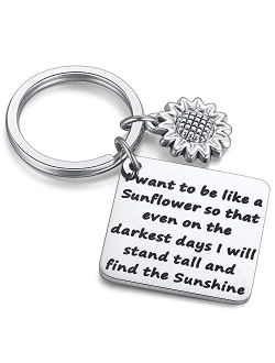 Sunflower Charm Keychain I Want to be Like a Sunflower Floral Key Chain Spiritual Gifts for Women