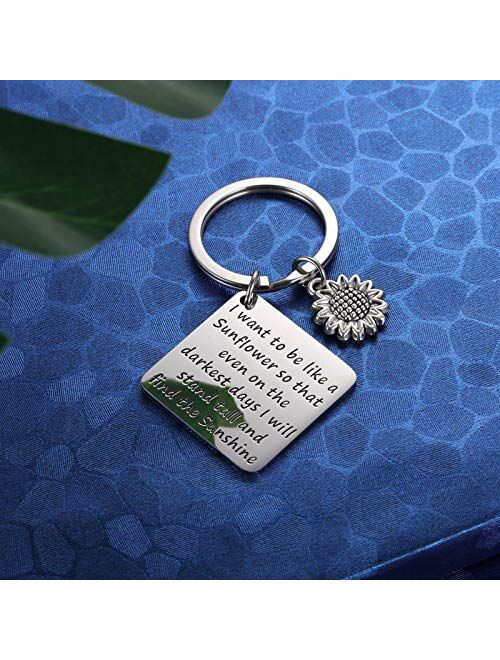 Sunflower Charm Keychain I Want to be Like a Sunflower Floral Key Chain Spiritual Gifts for Women