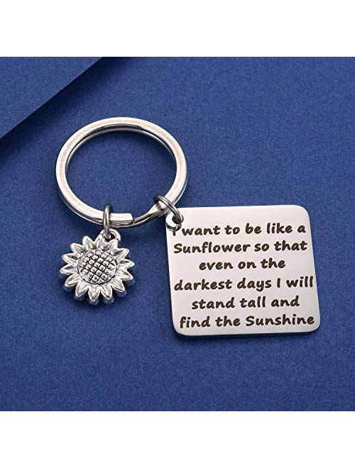 Sunflower Charm Keychain I Want to be Like a Sunflower Floral Key Chain Spiritual Gifts for Women