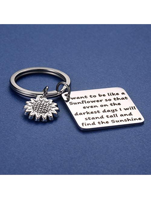 Sunflower Charm Keychain I Want to be Like a Sunflower Floral Key Chain Spiritual Gifts for Women