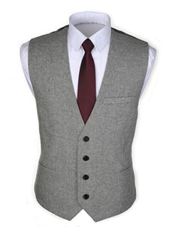 Ruth&Boaz3Pockets4ButtonsWoolHerringboneTweed Business SuitVest