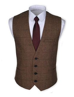 Ruth&Boaz3Pockets4ButtonsWoolHerringboneTweed Business SuitVest