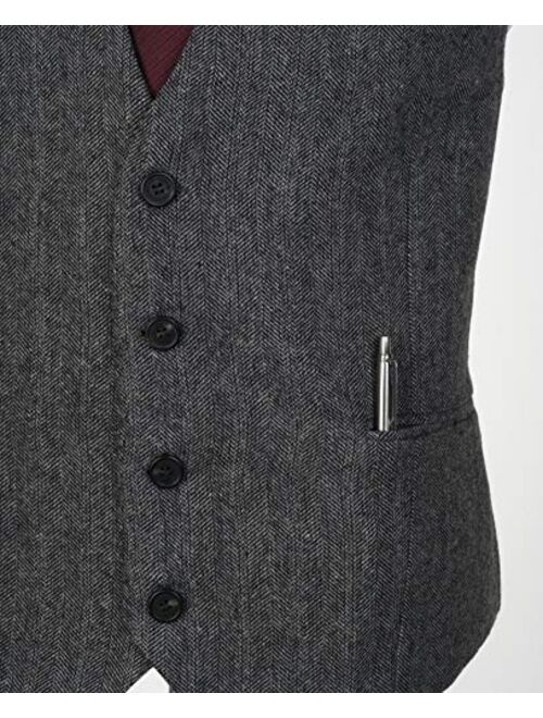 Ruth&Boaz3Pockets4ButtonsWoolHerringboneTweed Business SuitVest