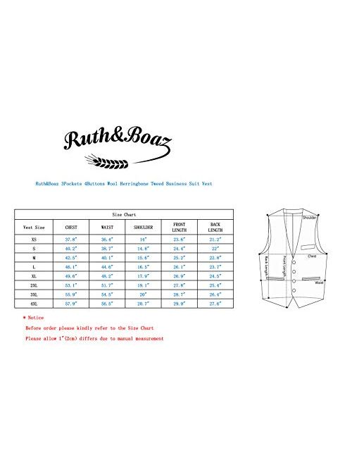 Ruth&Boaz3Pockets4ButtonsWoolHerringboneTweed Business SuitVest