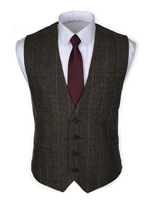 Ruth&Boaz3Pockets4ButtonsWoolHerringboneTweed Business SuitVest