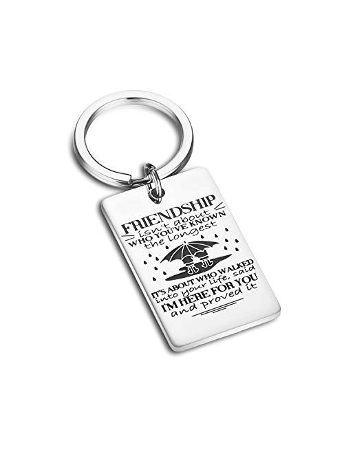 Udobuy Best Friend Keychain - True Friendship Knows No Distance Compass Keychain Long Distance Relationship Gifts