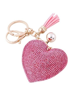 Soleebee Glitter Keychain Premium SS6 Crystal Tassel Key Chain Leather Bag Charm for Women Girls