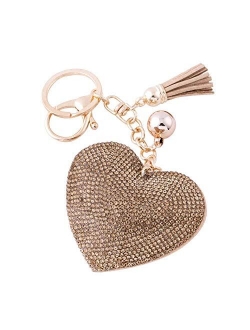 Soleebee Glitter Keychain Premium SS6 Crystal Tassel Key Chain Leather Bag Charm for Women Girls