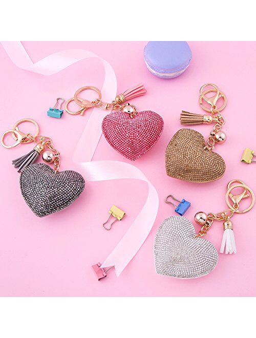 Soleebee Glitter Keychain Premium SS6 Crystal Tassel Key Chain Leather Bag Charm for Women Girls