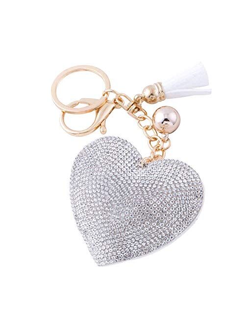 Soleebee Glitter Keychain Premium SS6 Crystal Tassel Key Chain Leather Bag Charm for Women Girls