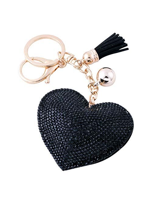 Soleebee Glitter Keychain Premium SS6 Crystal Tassel Key Chain Leather Bag Charm for Women Girls