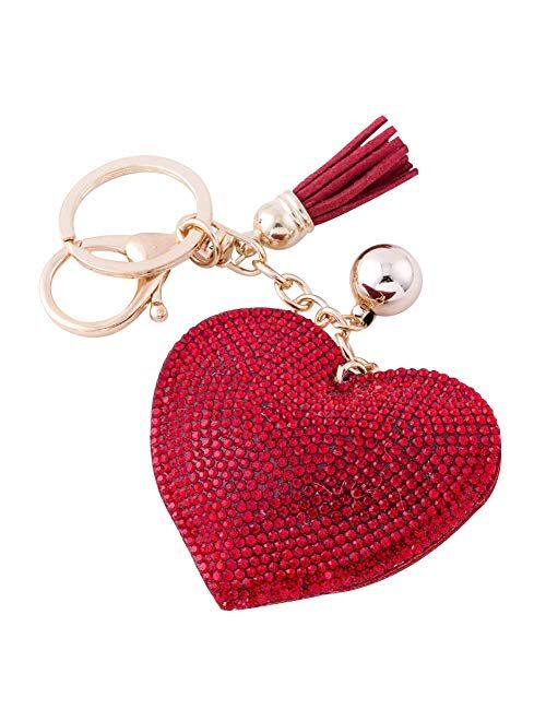 Soleebee Glitter Keychain Premium SS6 Crystal Tassel Key Chain Leather Bag Charm for Women Girls