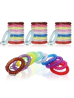 BIHRTC Transparency Flexible Spiral Coil Stretchable Spring Wristband with Key Ring Keychain Bracelets for Office, Workshop, Shopping Mall