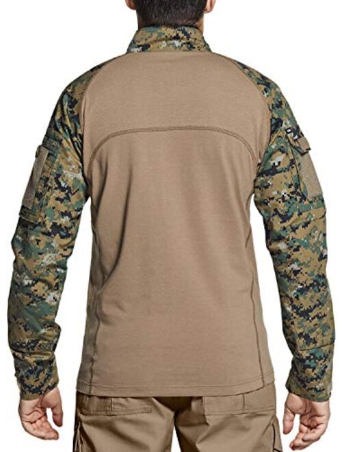 CQR Men's Combat Shirt Tactical 1/4 Zip Assault Long Sleeve Military BDU Shirts Camo EDC Top