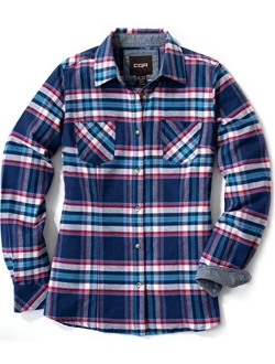 Women's Plaid Flannel Shirt Long Sleeve, All-Cotton Soft Brushed Casual Button Down Shirts