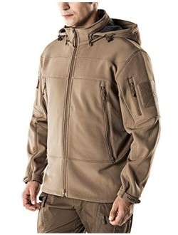 Men's Winter Tactical Military Jackets, Lightweight Waterproof Fleece Lined Softshell Hunting Jacket w Hoodie