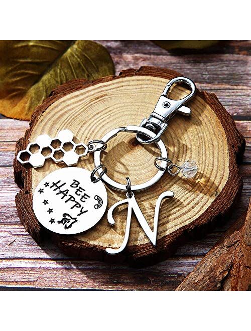 Initial Charm Keychain Horse Llama Giraffe Sunflower Gifts for Women Girls