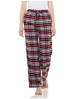 Women's 100% Cotton Flannel Plaid Pajama Pants, Brushed Soft Lounge & Sleepwear PJ Bottoms with Pockets