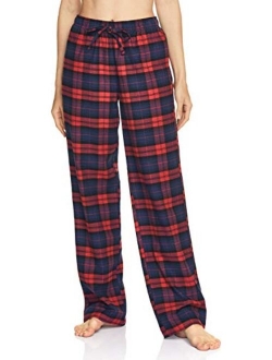 Women's 100% Cotton Flannel Plaid Pajama Pants, Brushed Soft Lounge & Sleepwear PJ Bottoms with Pockets