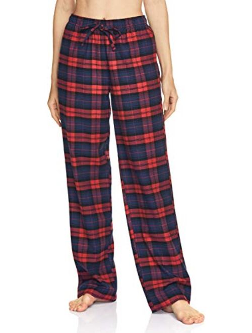 CQR Women's 100% Cotton Flannel Plaid Pajama Pants, Brushed Soft Lounge & Sleepwear PJ Bottoms with Pockets