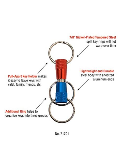 Lucky Line 3-Way Pull Apart Keychain, Blue and Red, 1 Pack (71701)