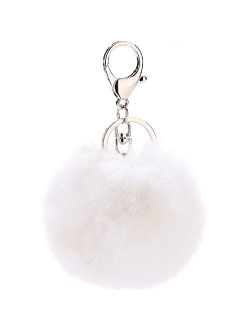 ETENOVA Pom Pom Keychain Genuine Rabbit Fur Ball Keychain Fluffy Accessories Car Bag Charm