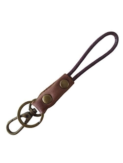 Leacther Lanyard-Vintage Leather Key Chain with Metal Lobster and Key Ring