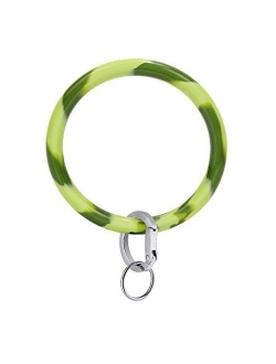 Townshine Wristlet Keychain Bracelet Bangle Key Ring 3.8" Round Key Ring Soft Silicone Car Key Chain Holder for Women