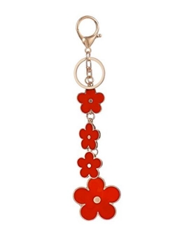 Giftale Women's Flower Bag Charms Enameled Keychain Purse Accessories