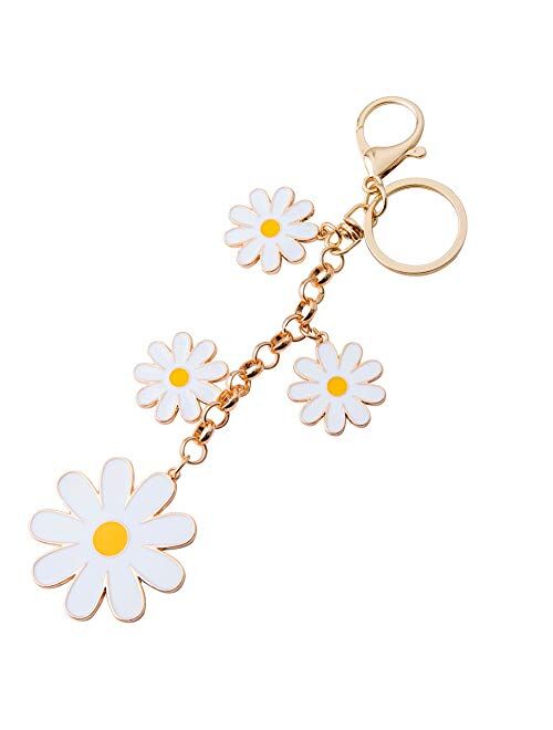 Giftale Women's Flower Bag Charms Enameled Keychain Purse Accessories