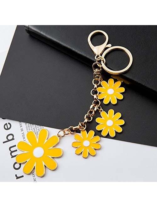 Giftale Women's Flower Bag Charms Enameled Keychain Purse Accessories