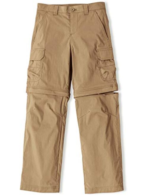 CQR Kids Youth Hiking Cargo Pants, UPF 50+ Quick Dry Convertible Zip Off/Regular Pants, Outdoor Camping Pants