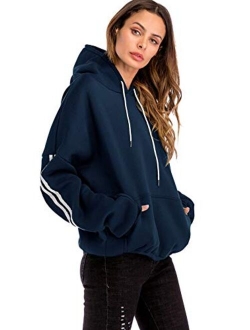 Women's Casual Loose Pocket Front Long Sleeve Tunic Hooded Pullover Sweatshirt