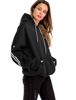 Women's Casual Loose Pocket Front Long Sleeve Tunic Hooded Pullover Sweatshirt