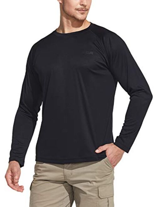 CQR Men's UPF 50+ Outdoor Long Sleeve Shirts, UV Sun Protection Loose-Fit Water T-Shirts, Running Workout Shirt