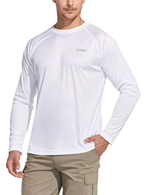 CQR Men's UPF 50+ Outdoor Long Sleeve Shirts, UV Sun Protection Loose-Fit Water T-Shirts, Running Workout Shirt