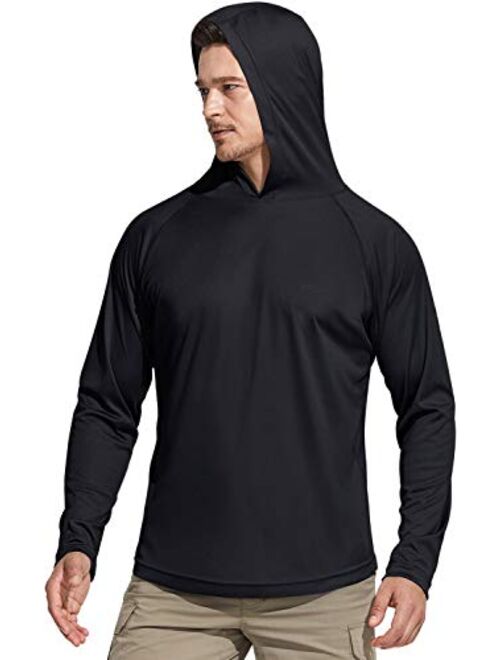 CQR Men's UPF 50+ Outdoor Long Sleeve Shirts, UV Sun Protection Loose-Fit Water T-Shirts, Running Workout Shirt